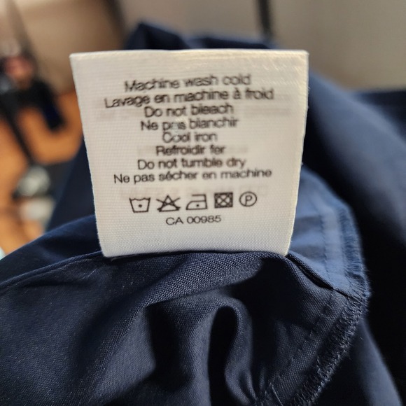 Veronica Beard Size 6 NAVY BLUE RUCHED BUTTON UP SHIRT DRESS SIZE M $450 - Picture 7 of 9